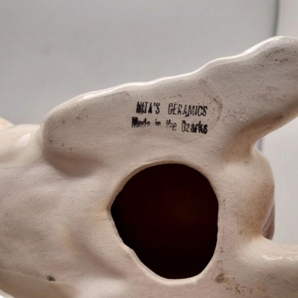 VTG Large Green Eyed Ceramic Cat Figurine - SCUFFED EAR - Nita's Ceramics Ozarks - Picture 6 of 6